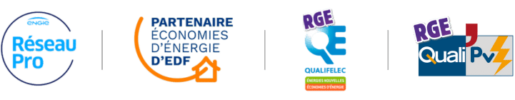 logos de engie reseau pro, partenaire edf, qualif elec, quali pv